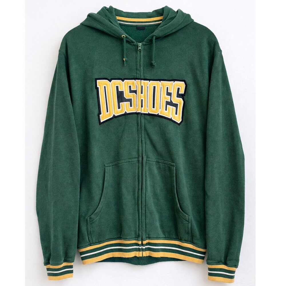 DC Shoes Green Zip Hoodie Jacket Men’s Size L Skate Y2K Style Retro